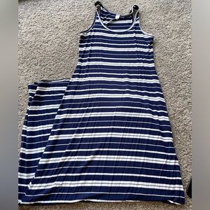Medium striped navy and white Old Navy maxi dress.